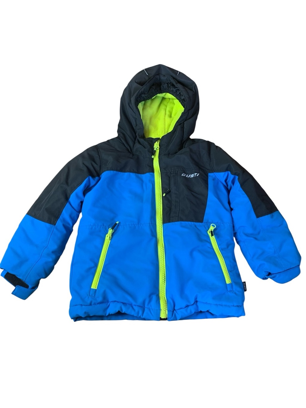 Gusti Boys Heavy Winter Jacket Blue Neon Lime Size 5 Waterproof Insulated